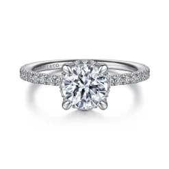 Hot Gabriel & Co. Hart - 14K White Gold Hidden Halo Round Diamond Engagement Ring