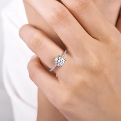 Hot Gabriel & Co. Hart - 14K White Gold Hidden Halo Round Diamond Engagement Ring