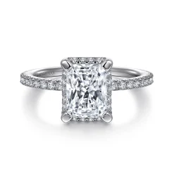 Online Gabriel & Co. Hart - 14K White Gold Hidden Halo Rectangular Radiant Cut Diamond Engagement Ring