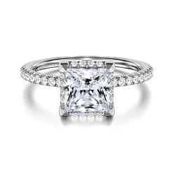 Discount Gabriel & Co. Hart - 14K White Gold Princess Hidden Halo Diamond Engagement Ring