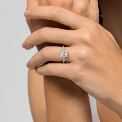 Discount Gabriel & Co. Hart - 14K White Gold Princess Hidden Halo Diamond Engagement Ring