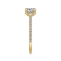 Clearance Gabriel & Co. Hart - 14K Yellow Gold Cushion Hidden Halo Diamond Engagement Ring