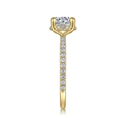 Clearance Gabriel & Co. Hart - 14K Yellow Gold Hidden Halo Round Diamond Engagement Ring