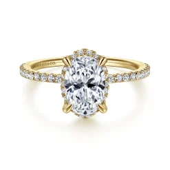 Best Gabriel & Co. Hart - 14K Yellow Gold Hidden Halo Oval Diamond Engagement Ring