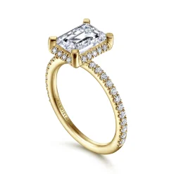 Outlet Gabriel & Co. Hart - 14K Yellow Gold Hidden Halo Emerald Cut Diamond Engagement Ring
