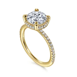 Hot Gabriel & Co. Hart - 14K Yellow Gold Hidden Halo Round Diamond Engagement Ring