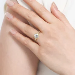 Hot Gabriel & Co. Hart - 14K Yellow Gold Hidden Halo Round Diamond Engagement Ring