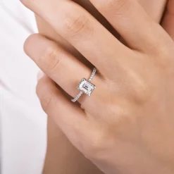 Clearance Gabriel & Co. Hart - Platinum Hidden Halo Emerald Cut Diamond Engagement Ring
