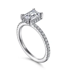 Clearance Gabriel & Co. Hart - Platinum Hidden Halo Emerald Cut Diamond Engagement Ring