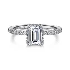 Clearance Gabriel & Co. Hart - Platinum Hidden Halo Emerald Cut Diamond Engagement Ring