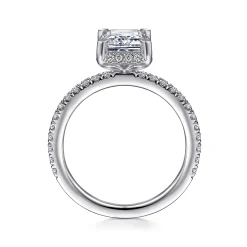 Outlet Gabriel & Co. Hart - Platinum Hidden Halo Emerald Cut Diamond Engagement Ring