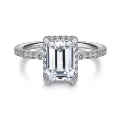 Outlet Gabriel & Co. Hart - Platinum Hidden Halo Emerald Cut Diamond Engagement Ring