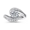 Discount Gabriel & Co. Hayley - 14K White Gold Round Bypass Diamond Channel Set Engagement Ring