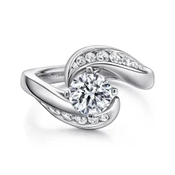 Discount Gabriel & Co. Hayley - 14K White Gold Round Bypass Diamond Channel Set Engagement Ring