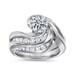 Discount Gabriel & Co. Hayley - 14K White Gold Round Bypass Diamond Channel Set Engagement Ring