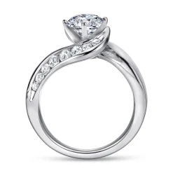 Discount Gabriel & Co. Hayley - 14K White Gold Round Bypass Diamond Channel Set Engagement Ring