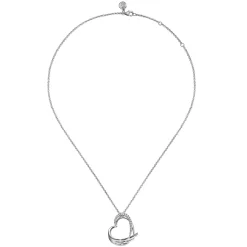 Discount Gabriel & Co. HEART - 925 Sterling Silver White Sapphire Heart Angel Wing Pendant Necklace