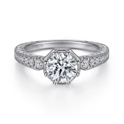 Hot Gabriel & Co. Heath - 14K White Gold Round Diamond Engagement Ring