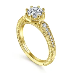 Clearance Gabriel & Co. Heath - 14K Yellow Gold Round Diamond Engagement Ring