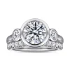 Discount Gabriel & Co. Henley - 14K White Gold Round Three Stone Bezel Set Diamond Engagement Ring