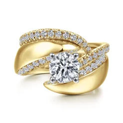 Best Gabriel & Co. Hepburn - 14K White-Yellow Gold Round Bypass Diamond Engagement Ring