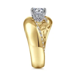 Best Gabriel & Co. Hepburn - 14K White-Yellow Gold Round Bypass Diamond Engagement Ring