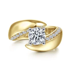 Best Gabriel & Co. Hepburn - 14K White-Yellow Gold Round Bypass Diamond Engagement Ring