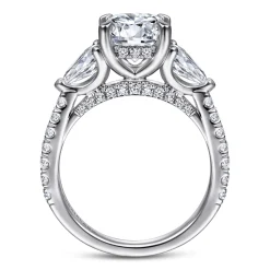 Outlet Gabriel & Co. Holloway - 14K White Gold Round 3 Stone Diamond Engagement Ring