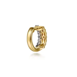 Best Gabriel & Co. Huggie Earrings 14K White and Yellow Gold Diamond 0.35ct