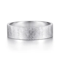 Best Gabriel & Co. Ian - 14K White Gold 6mm - Men's Wedding Band in Brushed Finish