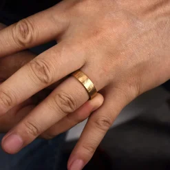 New Gabriel & Co. Ian - 14K Yellow Gold 6mm - Men's Wedding Band in Brushed Finish