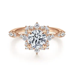 Gabriel & Co. Idalia - 14K Rose Gold Fancy Halo Round Diamond Engagement Ring