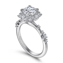 Clearance Gabriel & Co. Idalia - Platinum Fancy Halo Round Diamond Engagement Ring