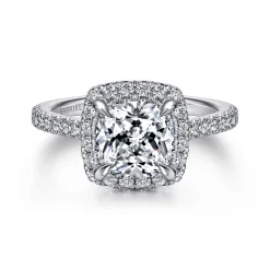 Hot Gabriel & Co. Idina - 14K White Gold Cushion Halo Diamond Engagement Ring