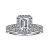 Sale Gabriel & Co. Idina - 14K White Gold Halo Emerald Cut Diamond Engagement Ring