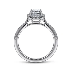 Sale Gabriel & Co. Idina - 14K White Gold Halo Emerald Cut Diamond Engagement Ring