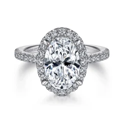 New Gabriel & Co. Idina - 14K White Gold Oval Halo Diamond Engagement Ring