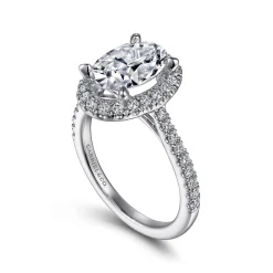 New Gabriel & Co. Idina - 14K White Gold Oval Halo Diamond Engagement Ring