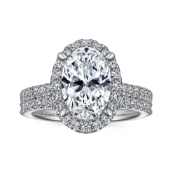 New Gabriel & Co. Idina - 14K White Gold Oval Halo Diamond Engagement Ring