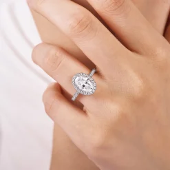 New Gabriel & Co. Idina - 14K White Gold Oval Halo Diamond Engagement Ring
