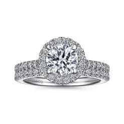 Hot Gabriel & Co. Idina - 14K White Gold Round Halo Diamond Engagement Ring