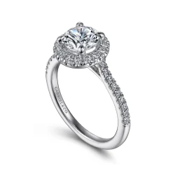 Hot Gabriel & Co. Idina - 14K White Gold Round Halo Diamond Engagement Ring