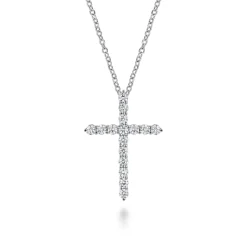 Hot Gabriel & Co. 18 inch 14K White Gold Diamond Cross Pendant Necklace