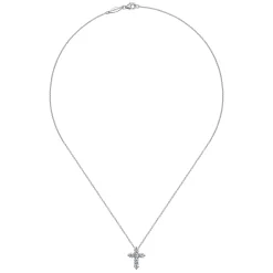 Gabriel & Co. 18 inch 14K White Gold Diamond Cross Pendant Necklace