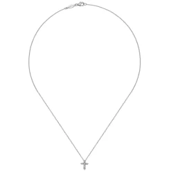 Discount Gabriel & Co. 18 inch 14K White Gold Diamond Cross Pendant Necklace