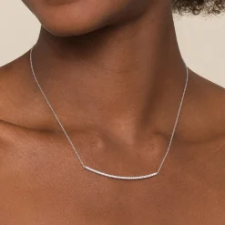 Online Gabriel & Co. 18 inch 14K White Gold Diamond Pave Curved Bar Necklace