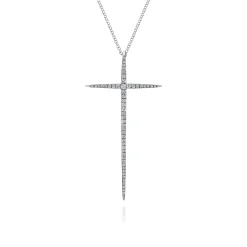 Outlet Gabriel & Co. 25 inch 14K White Gold Long Diamond Cross Necklace