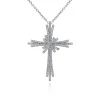 Best Gabriel & Co. 28 inch 14K White Gold Multi Row Diamond Pave Cross Pendant Necklace