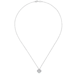 Sale Gabriel & Co. 18 inch 14K White Gold Open Clover Diamond Pendant Necklace