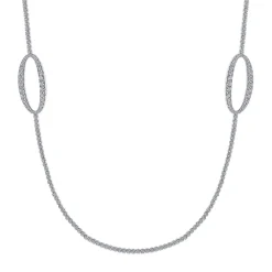 Best Gabriel & Co. 24 Inch 18K White Gold Oval Station Diamond Necklace